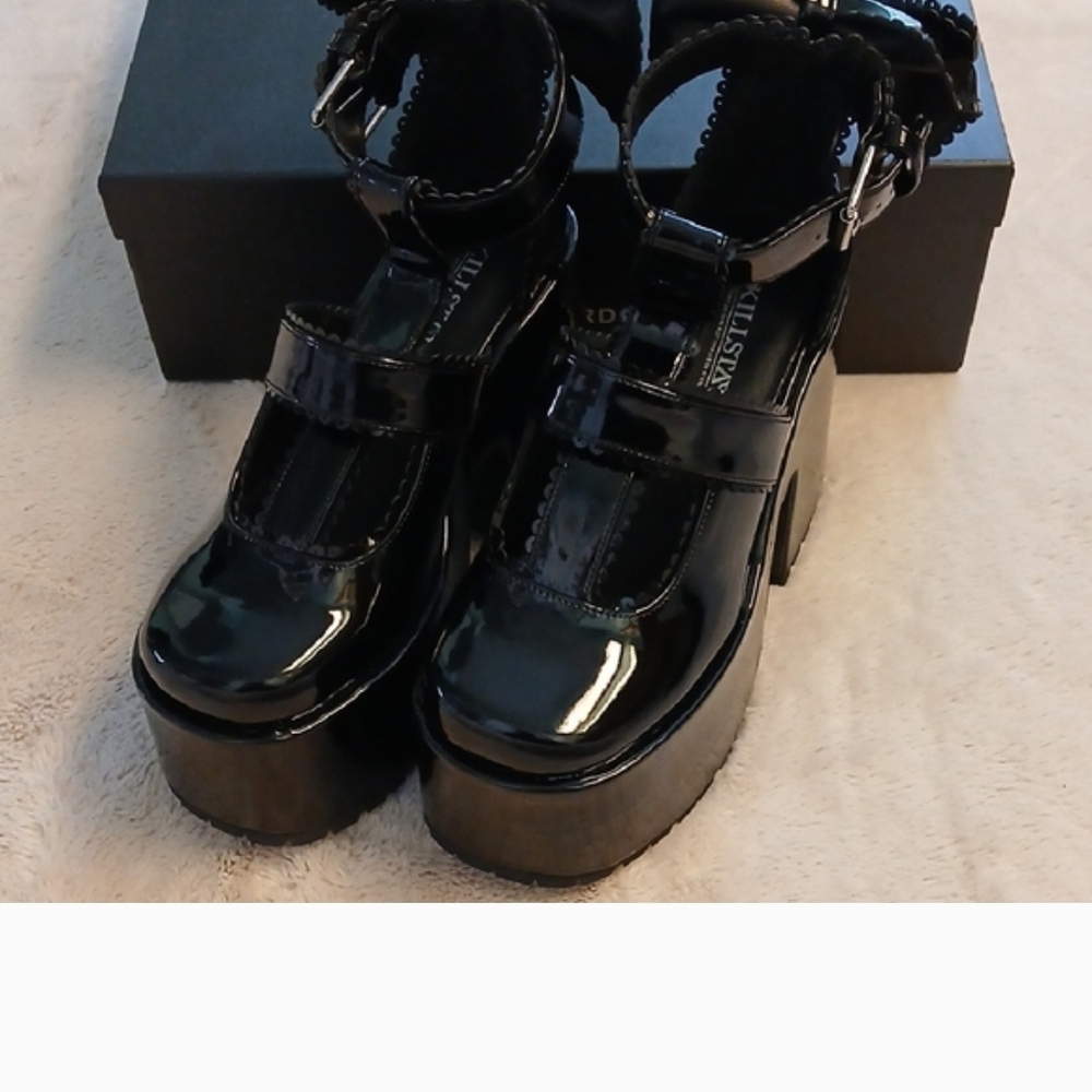 Killstar Black Patent Platform Shoes